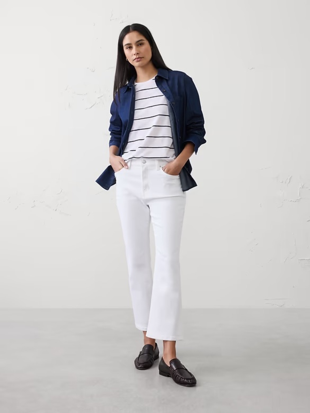 Banana Republic White Bootcut High-Rise Cropped Jeans